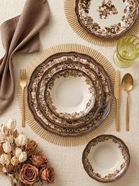 Hermia Juego de Cena Velour Brown Fulya de 24 Piezas